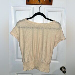 SHEIN Cropped Eyelet Cream Women's Top size large
